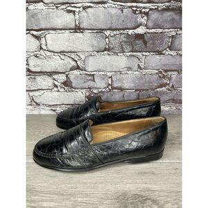 Cable & Co. Black Leather Croc Penny Loafers Dress Shoes Men’s Sz 9.5M US/43EU